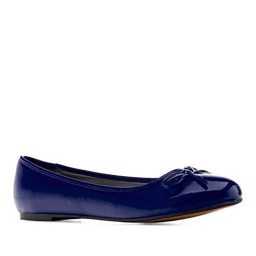Ballerines Vernies Andrés Machado - Modèle TG104 à Nœud, Talon Plat, Tailles Grandes 41 à 46, Noir