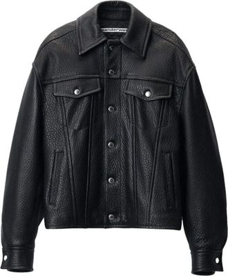 Alexander Wang Zwarte Jas met Knoopsluiting en Reli&euml;f - Dames - Zomerjassen - Zwart - 2XS - Jassen