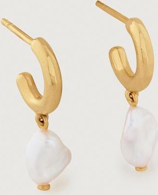 Monica Vinader Gold Nura Keshi Pearl Huggie Earrings Pearl