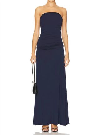 Poss&eacute; Sasha Strapless Dress In Navy Blue
