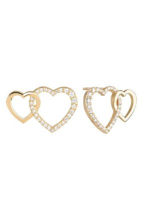 Lana Jewelry 14K Gold Interlocking Diamond Heart Stud Earrings in Yellow at Nordstrom