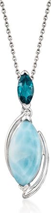Ross-Simons Larimar and. London Blue Topaz Necklace in Sterling Silver
