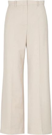 Max Mara Wide Broeken - Dames - Wijde Broeken - Beige - L - Katoen - Broeken