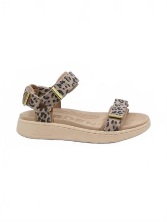 Woden Womens Line Suede Sandals In Leopard