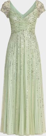 Mac Duggal Embellished Mesh Fit & Flare Gown