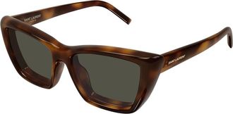 Saint Laurent SL 276 Mica Plump Zonnebril - Dames - Zonnebrillen - Bruin - 55 MM - Nylon - Accessoires
