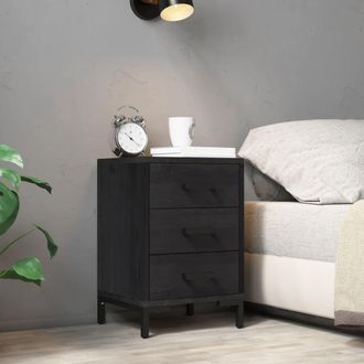 vidaXL Vidaxl - Mesita De Noche Madera Maciza Pino Reciclada Negra 40x30x55 Cm