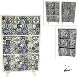 Trade Shop Trade Shop - Porta Oggetti Cassettiera Colonna Con 3 Cassetti Legno Country Chic Arredamento