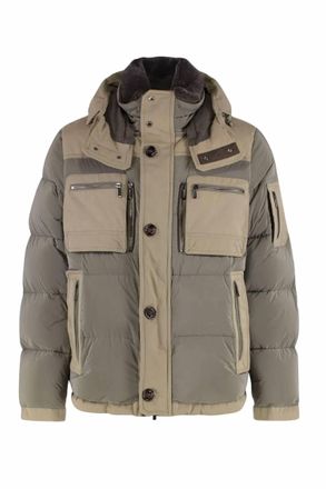 Moorer Mens Hooded Padded Jacket In Verde
