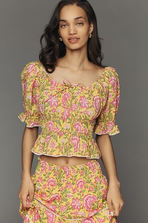 PINK CITY PRINTS 100% Cotton Katie Peplum Top