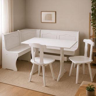 Dmora Banco Dstockto, Estructura De Madera Maciza, 0x112x0h Cm Blanco