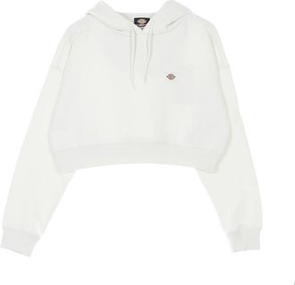 Dickies Ecru Cropped Hoodie met Koord - Dames - Hoodies - Beige - S - Katoen - Hoodies & sweatvesten