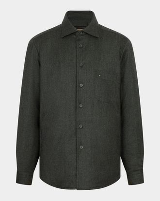 Stefano Ricci Men & apos;s Brushed Wool-Flannel Button-Front Shirt