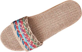 Generic Womens Slippers, 39 Non-Slip, House Slippers, Womens Summer, Linen Home Slippers, Indoor Open Toe Flat Beach Shoes, Plain Slippers, Comfortable Elegan