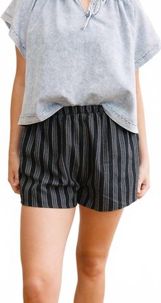 Sadie & Sage Jada Striped Shorts In Charcoal Black