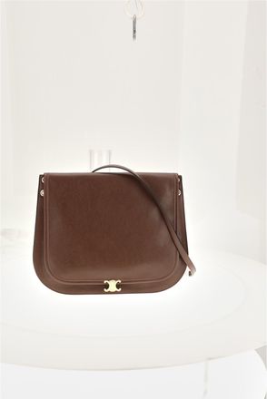 Celine Womens Shoulder Bag Besace Soft Triomphe Brick Lamb Leather