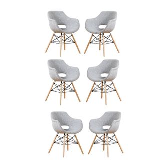 Life Interiors Life Interiors - Juego De 1/2/4/6 Sill&oacute;n De Tela Olivia Eiffel Juego De 6 Sillas De Comedor - Gris Claro - Light Grey