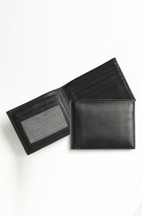 Bosca ID Flap Leather Wallet in Black at Nordstrom