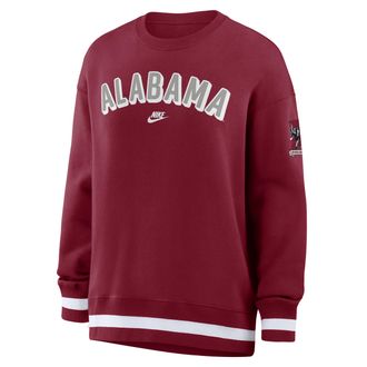 Nike Alabama Legacy Phoenix Nike Womens College Oversized Pullover Crew in Red | 040H99MIABV-CGZ