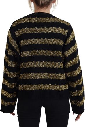 Dolce & Gabbana Womens Black Gold D&g Crystal Cashmere Sweater Clothing