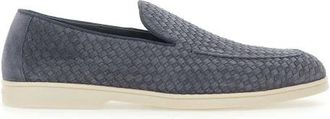 Doucal's Blauwe su&egrave;de mocassins met gevlochten patroon - Heren - Loafers - Blauw - 41 EU - Su&egrave;de - Schoenen