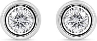 House of Brilliance 925 Sterling Silver 1/5 Cttw Lab-Grown Round Brilliant-Cut Diamond Modern Bezel-Set Stud Earring (F-G Color, VS2-SI1 Clarity)