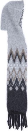 Acne Studios Fair Isle Mohair & Wool Blend Hooded Fringe Scarf in Grey at Nordstrom