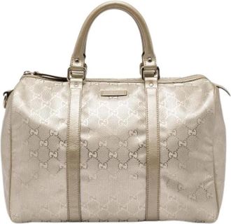 Gucci Pre-owned Boston Bag - Dames - Vintage Handtas - Beige - ONE Size - Leer - Vintage