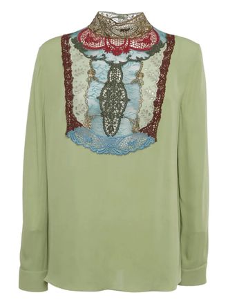 Valentino silk embroidered blouse - Green