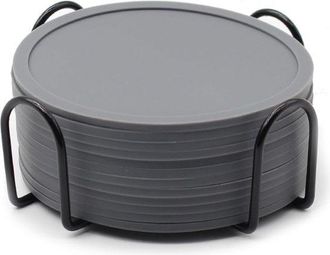 OEM 12 Posavasos Con Soporte, Gris, Posavasos De Silicona, 10 X 0,3 Cm, Redondos, Antideslizantes, Resistentes Al Calor, Para Bebidas, Bar, Tazas