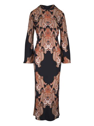 Veronica Beard Lupita paisley-print flared midi dress - women - Silk/Viscose/Polyester - 8 - Black