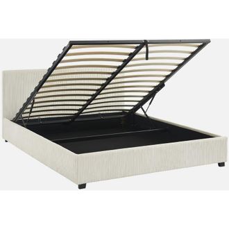 Sweeek Cama con somier abatible y cabecero 160cm, acabado en pana fina