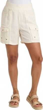 Xcvi Jayci Linen Cargo Short In Toasted Almond