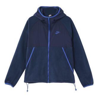 Nike Sportswear Full-length zipper Cardigan hooded Fleece Lined Jacket Blue DM1220-410