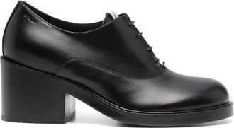 Bally Zwarte Leren Veterschoenen met Blokhak - Dames - Laarzen met Hak - Zwart - 37 EU - Leer - Schoenen