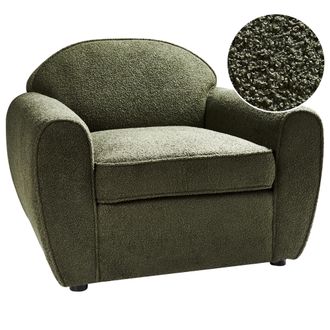 Beliani Beliani - Sill&oacute;n Moderno Tapizado De Tela Boucl&eacute; Respaldo Acolchado Grueso Verde Oscuro Ellede