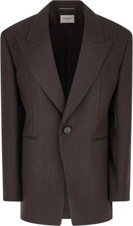 Saint Laurent Blazer de un solo pecho - Jackets - Hombre - Marr&oacute;n - M