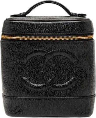 Chanel Pre-owned Vanity Bag - Dames - Vintage Mini Tas - Zwart - ONE Size - Leer - Vintage