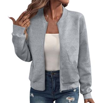 Generic Jacket Women,Summer Jackets for Women,Womens Bomber Jacket Casual Zip Up Long Sleeve Winter Coats Lightweight Quilted Flight Jackets Baseball Coat Dre