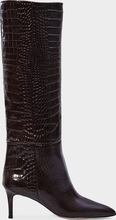 PARIS TEXAS 60mm Croc-Embossed Leather Knee-High Boots