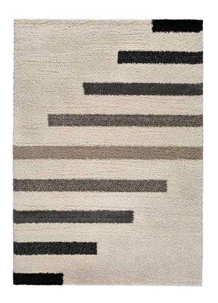 Atticgo Alfombra shaggy geom&eacute;trica beige/gris 120x170 cm