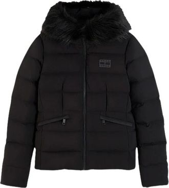 Tommy Jeans Slim Down Hooded Puffer Jacket - Dames - Jassen - Zwart - Maat: XS Poliester