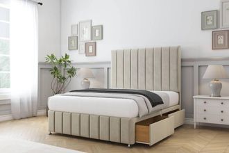 Comfort Beds Sara Plush Divan Base 2 Drawers - 54 Headboard-Footboard in Cream | Size: Single