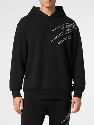 Plein Sport Cotton Hoodie with Graphic Print and Hexagon Logo