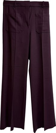 Victoria Beckham Alina High-Rise Trousers in Burgundy Polyester