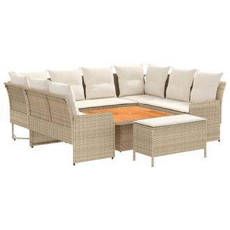vidaXL Set Di Mobili 7 Pz Beige E Crema Rattan In Pe Vidaxl