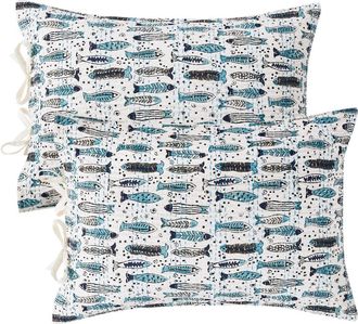 Melange Home Fish Handstitched Kantha Set of 2 Cotton Shams in Indigo at Nordstrom Rack, Size Standard