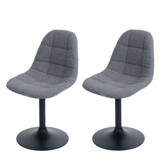 Hhg [nunca Usado] Juego De 2 Sillas De Comedor Hhg-842, Silla De Cocina Silla Giratoria, Acero Mvg Tela/textil Boucl&eacute; (450g/m&sup2;), Gris Oscuro