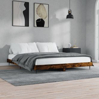 vidaXL Estructura De Cama Sin Colch&oacute;n Roble Ahumado 200x200 Cm Vidaxl