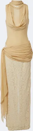 De La Vali Rosa lace-paneled georgette maxi dress